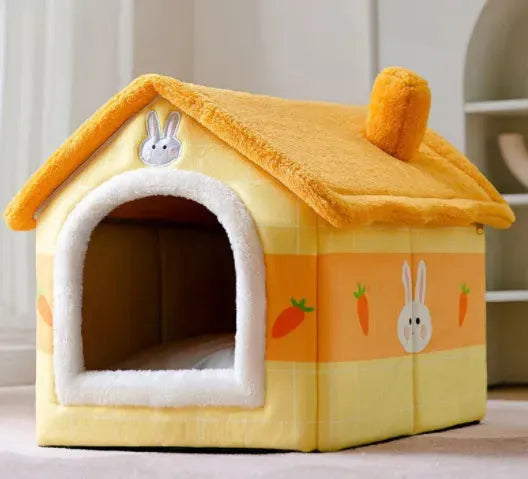 Foldable Dog House Pet Cat Bed Winter Dog Villa Sleep Kennel Removable Nest Warm Enclosed Cave Sofa Pets Supplies - Bellarte Enchanté Foldable Dog House Pet Cat Bed Winter Dog Villa Sleep Kennel Removable Nest Warm Enclosed Cave Sofa Pets Supplies